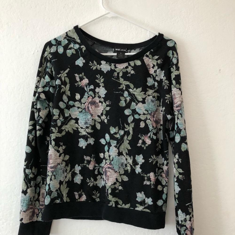 Floral print wet seal sweater